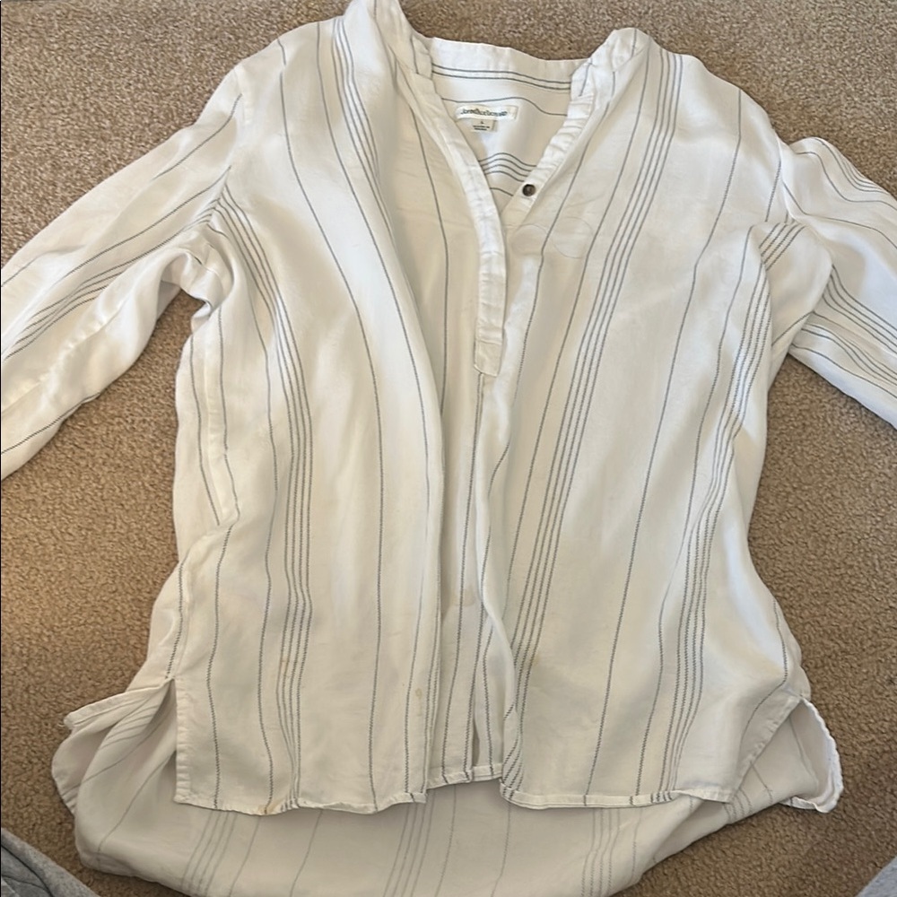 JohnPaulRichard White 3/4 Sleeve Button Down Shirt